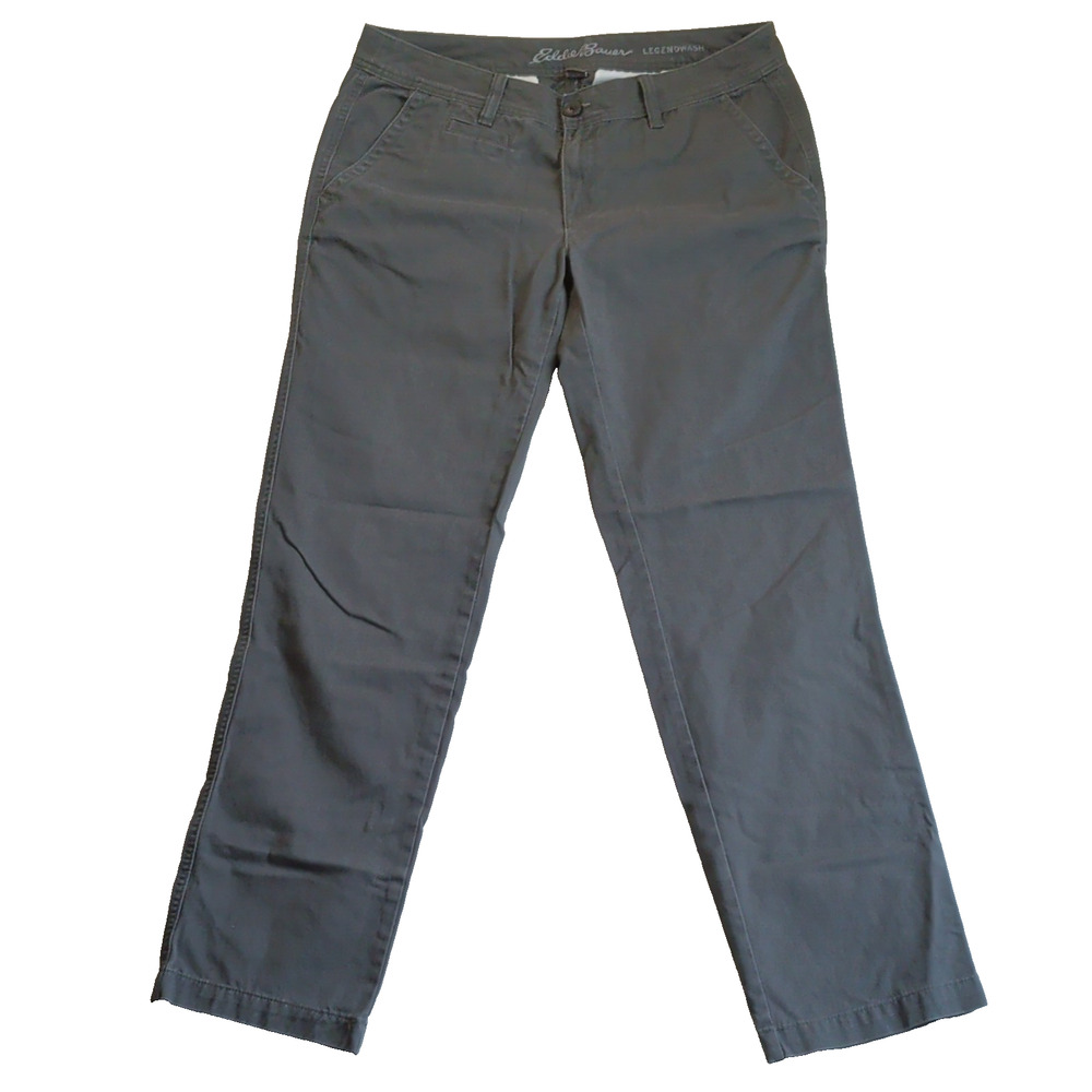 Eddie Bauer Women’s Gray Chino Pants Relaxed Straight Leg Cotton Twill 32"